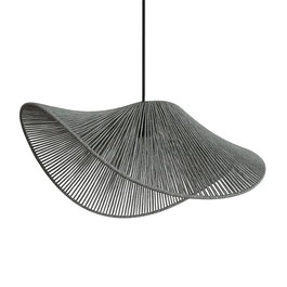 Opviq Lámpara de Araña BK074 Gris con Tapa de Rafia